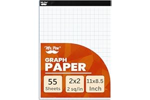 Mr. Pen- Graph Paper, 2x2 (2 Squares per inch), 8.5"x11", 55 Sheets, Grid Paper