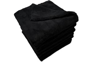 SOFTBATFY Plush Edgeless Microfiber Towel for Car, Soft Drying Wash Detailing Buffing Polishing Towel, 500 GSM 6PACK 16 x 16inches (Black, 6Pack)