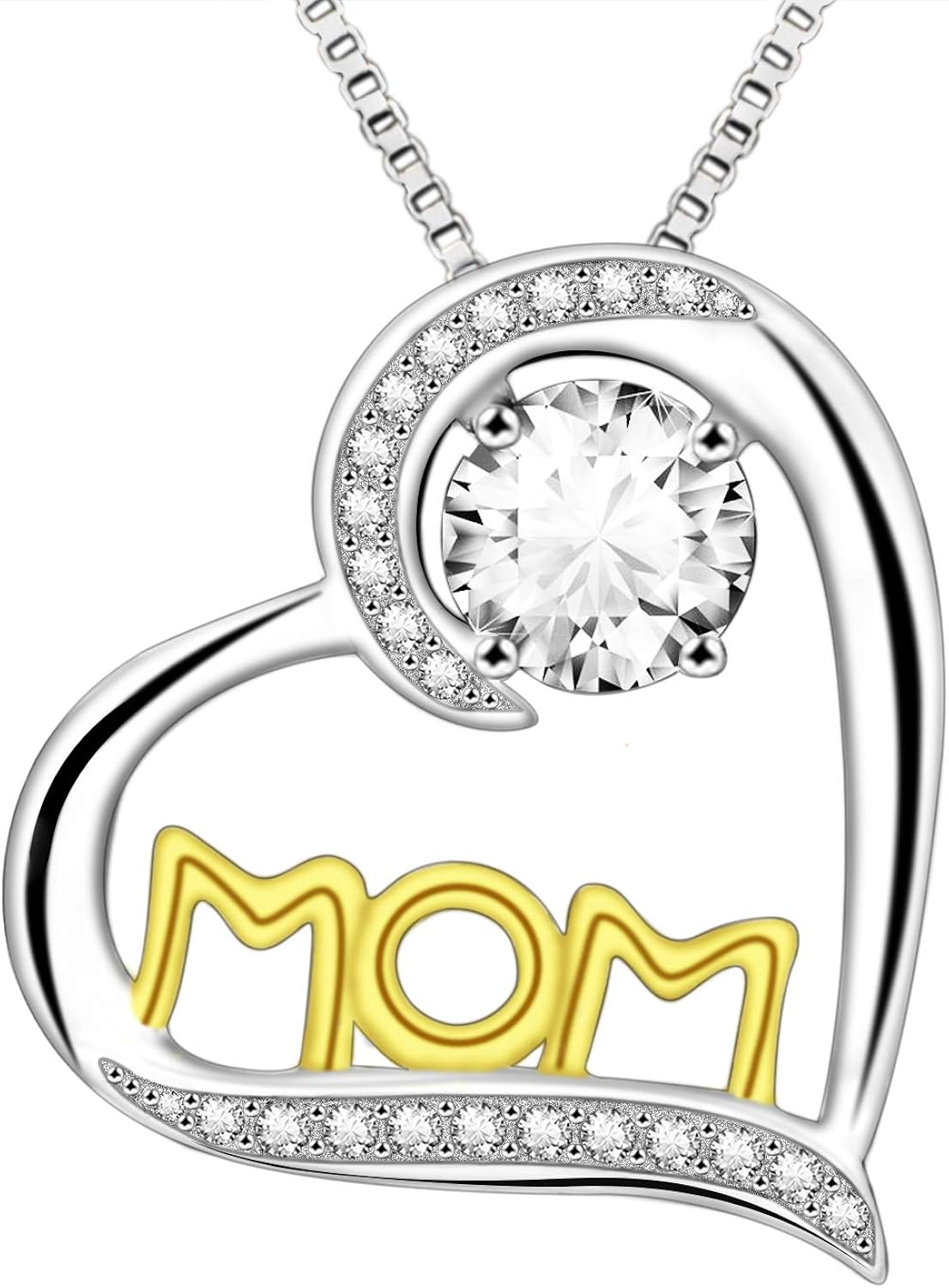 Amazon Com Enjoit Mom S Birthday Gifts S925 Sterling Silver Diamond Mom Heart Pendant Necklace For Mom Jewelry Gold Jewelry