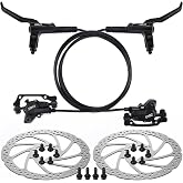 TOBWOLF MTB Hydraulic Disc Brake Kit, Dual Piston Calipers 160mm Rotors | Complete Front &amp; Rear Hydraulic Brake System | Left Front 85cm &amp; Right Rear 150cm Hose | Fits MTB and E-Bikes