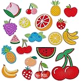 arricraft 20 Pcs Fruit Iron on Patches, 20 Styles Cherry Lemon Pineapple Watermelon Banana Strawberry Embroidered Appliques for Clothing DIY Accessories Clothes Decoration Patches