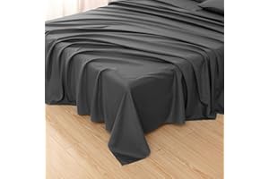 Toodou Soft Deep Gray Twin Flat Sheet is Made of Premium Fabric which Have Great Breathability,The Double Brushed Bed Top Sheet is Silky Touch, Breathable,Wrinkle and Fade Resistant