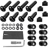 YALOK Anti Theft License Plate Screws Kits- Rustproof Stainless Steel Car Tag Plate Mounting Hardware, M6 (1/4") Tamper Proof Fastener Nut, Caps Cover for Front Rear Frame Holder Mounting（AT-Black/8）