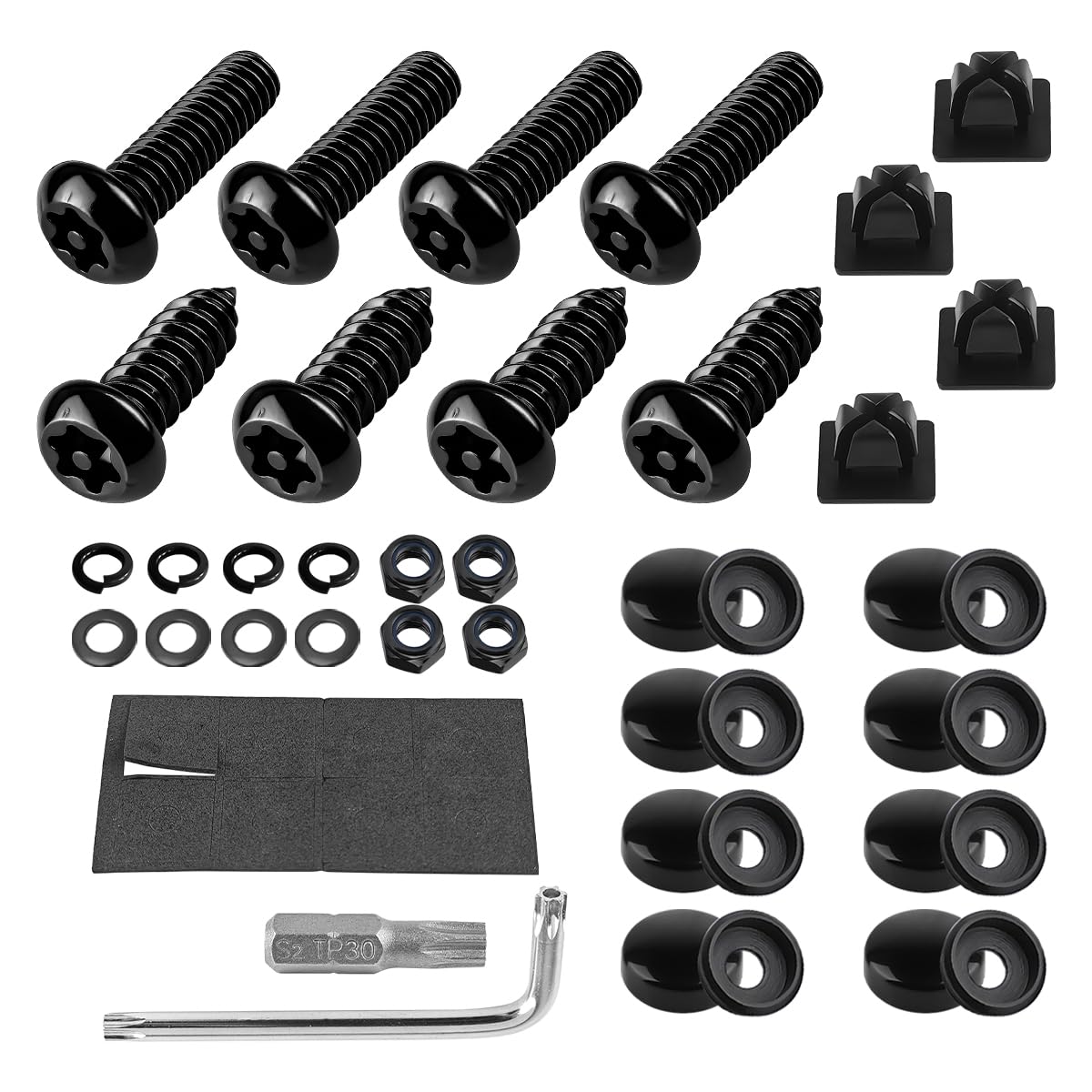 Photo 1 of YALOK Anti Theft License Plate Screws Kits- Rustproof Stainless Steel Car Tag Plate Mounting Hardware, M6 (1/4") Tamper Proof Fastener Nut, Caps Cover for Front Rear Frame Holder Mounting?AT-Black/8?