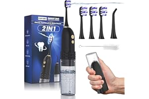 UNINGOPI Portable Water flosser with Electric Toothbrush, 2 in 1 Teeth Cleaning Kit, Electric Toothbrush and flosser Combo, Water Flosser for Travel and Home-(Black)