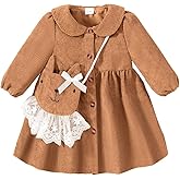 Mioglrie Toddler Girl Fall Dress Baby Girl Winter Clothes 6 12 18 24 Months Outfit Cute Dresses for Girls with Satchel