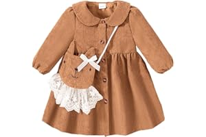 Mioglrie Toddler Girl Fall Dress Baby Girl Winter Clothes 6 12 18 24 Months Outfit Cute Dresses for Girls with Satchel