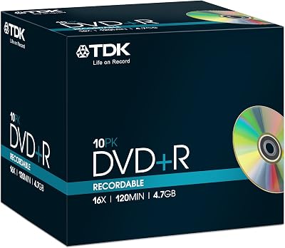 TDK 4.7GB 16x DVD+R 10 Pack Jewel Case - High Speed Recording Media