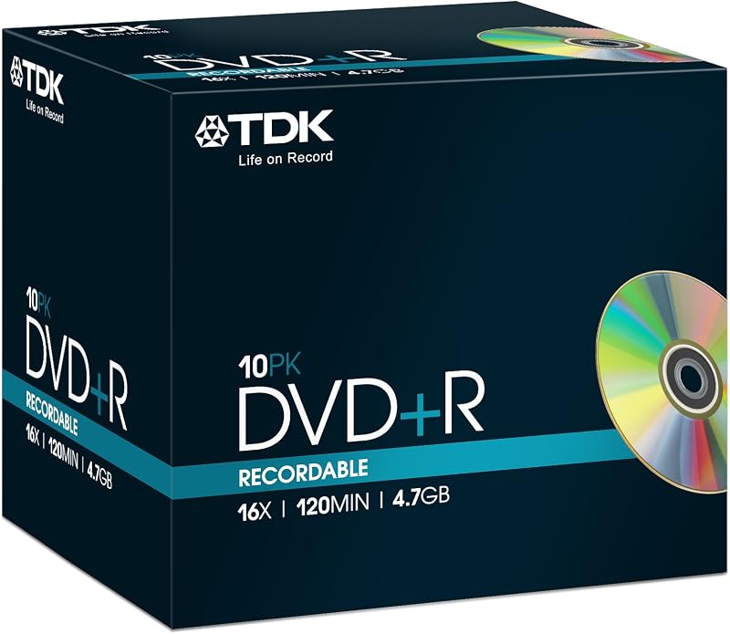 TDK 4.7GB 16x DVD+R 10 Pack Jewel Case - High Speed Recording Media