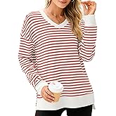 Glamaker Women's Long Sleeve V Neck Sweatshirt Air Essentials Soft Loose Pullover Sweatshirts