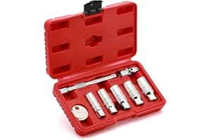 AIRTOON 8-Piece 3/8 Inch Drive Spark Plug Socket Set with Spark Plug Gapper, Universal Joint and Extension Bar, SAE & Metric, 5/8-inch, 3/4-inch, 13/16-inch, 14mm, 18mm, CR-V Steel Sockets with Rubber