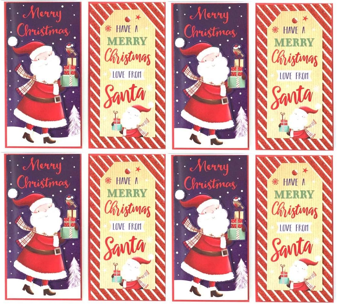 Pack of 8 Christmas Money Wallet Gift Cards & Envelopes - Mixed Designs