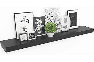 Ballucci Floating Shelf, 36" Wood Wall Shelf with Invisible Brackets for Bathroom, Living Room, Bedroom, Kitchen, Nursery, 6" Deep, Black