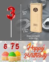 Yiran Red 11th Birthday Candles 3D Number 11 Cake Topper 2 pcs view 3