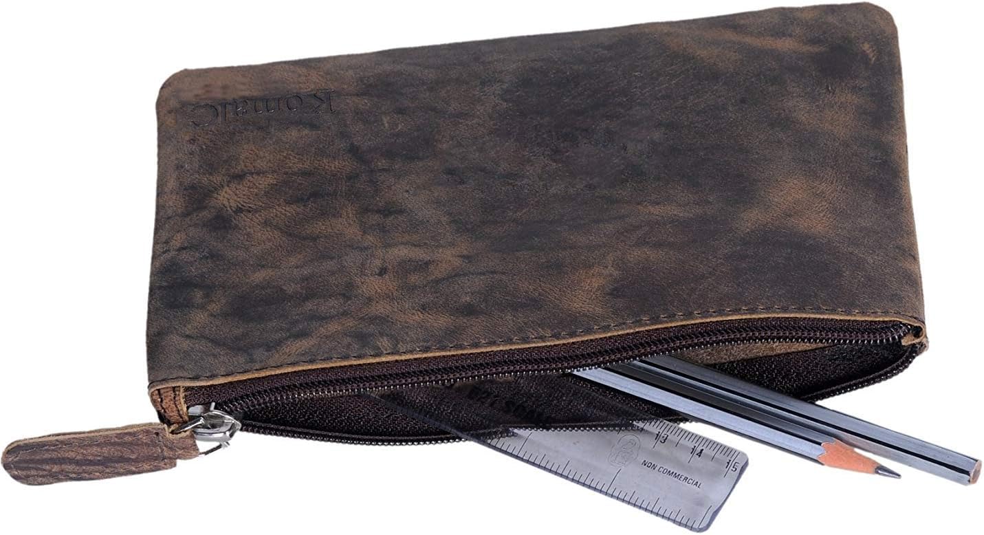 Leather Pencil pouch pen case zippered pencil case Sleeve Elegant and pratical gift for students,artists. Perfect for school,office,college by KomalC - Image 5