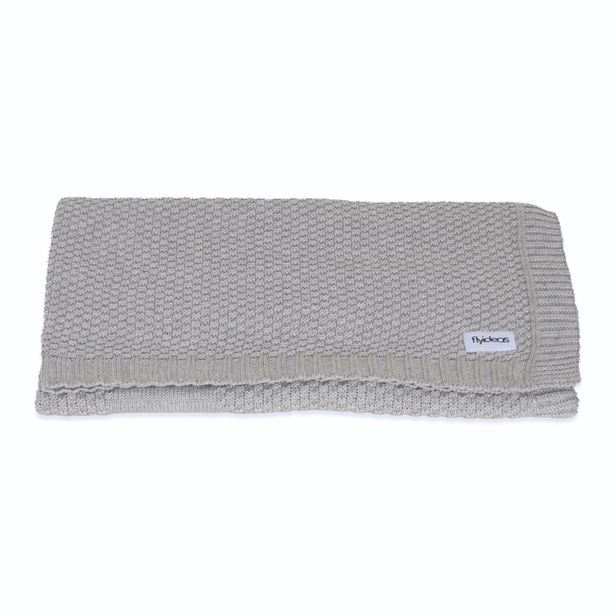 FlyIdeas | Newborn Knitted Baby Blanket 90x70 cm - Soft Warm and Cosy for Boys & Girls Nursery Blanket for Prams/Strollers/Travel/Cribs/Baskets