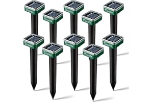 SSNMEI Solar Mole Repellent, 10 Pack Ultrasonic Mole Repellent Solar Powered, Waterproof Snake Vole Gopher Repellent for Garden & Yard (Green)