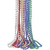 SWANUCKY 12 Pack Mardi Gras Beads Necklaces, 33 Inch Plastic Beads for Party Favors, Festival Decorations, Parade Throws, Christmas, St. Patrick's Day Celebrations