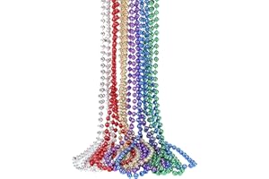 SWANUCKY 48 Pack Mardi Gras Beads Necklaces, 33 Inch Plastic Beads for Party Favors, Festival Decorations, Parade Throws, Christmas, St. Patrick's Day Celebrations (12, GSRBGP)