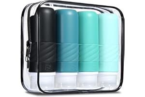 Gemice Travel Bottles for Toiletries, Tsa Approved 3oz Portable Travel Bottles, BPA Free Leak Proof Squeezable Travel Size Containers, Travel Accessories for Shampoo Conditioner Lotion (4 Pack)