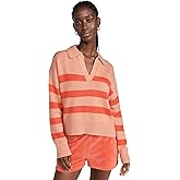 Velvet by Graham & Spencer Womens Lucie Cotton Cashmere Striped Polo Sweater