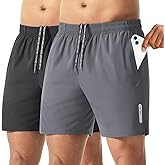 Riskrole 2 Pack Men's Athletic Running Shorts 5" Lightweight Quick Dry Gym Workout Shorts with Hidden Zipper Pocket