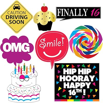 Buy 16th Sweet 16 Birthday Photo Booth Party Props 40 Pieces Funny 16th Birthday Party Supplies Decorations And Favors Online In Kazakhstan B0758b7s47