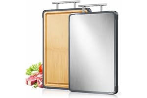 Titanium Bamboo Cutting Board for Kitchen, Double-Sided Titanium & Bamboo Chopping Block, Reversible Meat and Vegetable Prep 