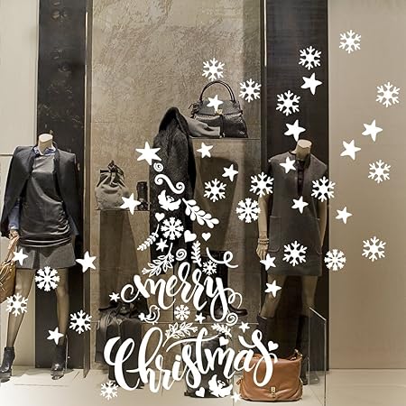 Decorazioni Natalizie Vetrine Negozi.Kina Nt0401 Vetrofania Natalizia Per Vetrine Negozi Decorazioni Adesive Per Natale 60x100 Cm Bianco Amazon It Casa E Cucina
