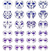 Doodlream 24pcs Halloween Animals Face Paint Stencils, Animals Face Reusable Plastic Facial Painting Stencils, Butterflies Unicorns Lions Body Paint Templates for Holiday Party Makeup