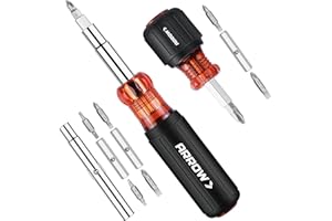 ARROW FASTENER ARROW 2PCS Multi-Screwdriver Set, 11-in-1 Standard/5-in-1 Stubby Multi-bit Screw Driver & Nut Driver Set, Premium S2 Steel, Comfortable Grip, with Phillips, Slotted, Torx, Square Bits and Hex Sockets