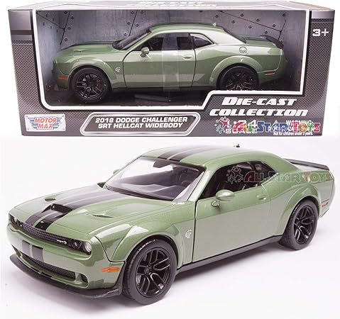 Amazon Com 2018 Dodge Challenger Srt Hellcat Widebody Green 1 24 Diecast Model Car By Motormax 79350 Everything Else
