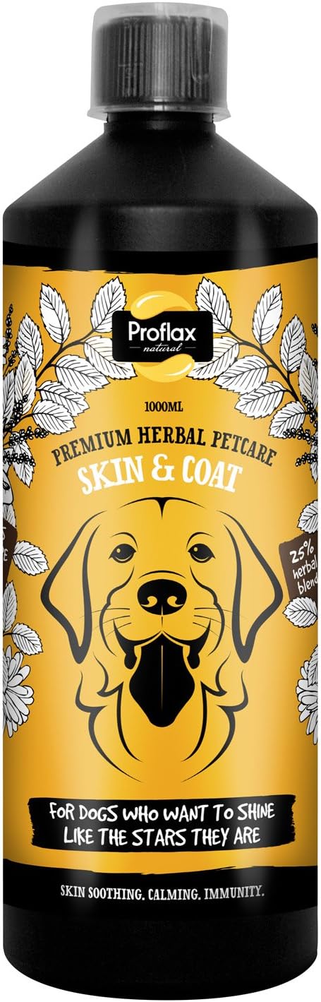 Proflax Natural Skin & Coat Formula - Omega 3 & Active Herbal Supplement for Dogs - Suitable for all dogs especially those with itchy, sensitive skin or allergies