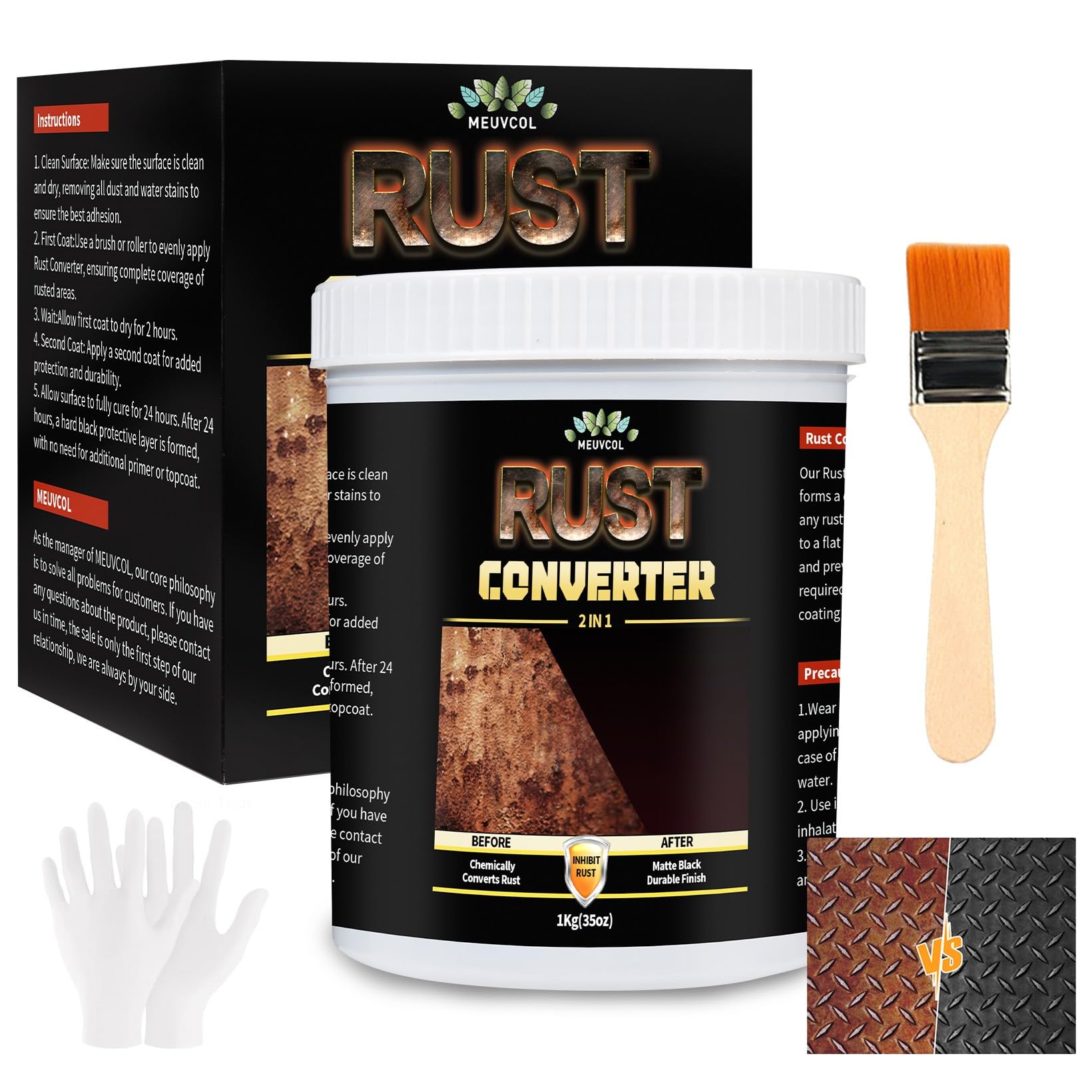 Photo 1 of 2-in-1 Rust Converter & Metal Primer, 35 Floz Black Rust Inhibitor Paint for Metal, Ultra Automotive Rust Reformer & Seal, Long-Lasting Rust Preventative Coating, Heat Resistance Trailer Paint