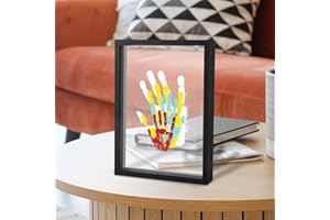 Himake Family Handprint Kit: DIY Art and Craft Keepsake Frame with Non-Toxic Paints, Perfect for New Parents, Grandparents, and Family Special Gifts, Black