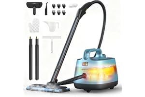 ASPIRON Steam Cleaner, 293°F 58 PSI Powerful Multipurpose Handheld Steam Mop for Home Use, 21 Attachments, 50Oz Capacity, Heavy Duty Steamer for Carpets, Floors, Cars, Tiles, Crack Cleaning, Turquoise
