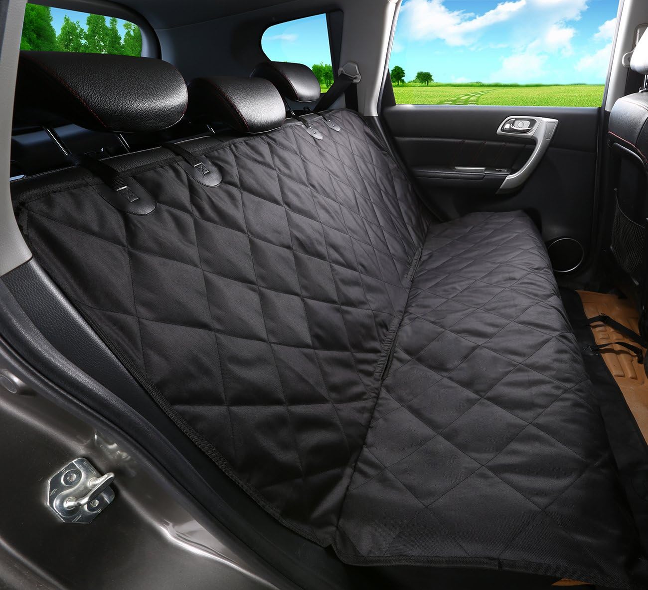 Alfheim Dog Car Back Seat Cover, Waterproof Scratchproof Rear Seat Protector with Arm-Rest Opening, Nonslip Durable Washable Dog Travel, Universal fit for Most Cars