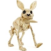 JOYIN 13-Inch Poseable Bunny Skeleton with Carrot, Halloween Plastic Rabbit Skeleton Decor with Movable Joints, Spooky Animal Prop for Tabletop, Garden and Haunted House Party