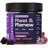 Slumber Rest & Renew Sleep Gummies, Vegan Sleep Aid With Organic Passion Flower, Chamomile, & Pure Reishi Mushroom to Support Relaxation Before Bed, Plant Based, Low Sugar, Strawberry Flavor, 30 Count