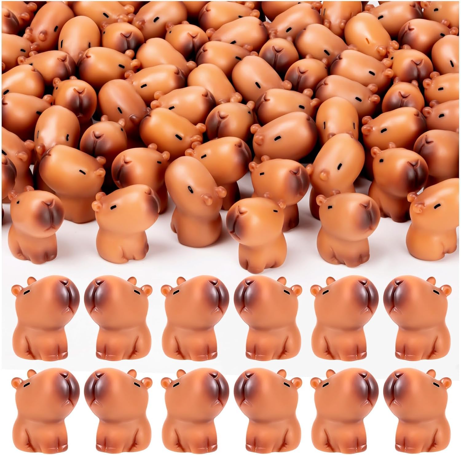 KQYSLXG 52Pcs Mini Resin Capybara Animal Figures, Cute Capybara Resin Figure Toys for Garden Tabletop Dollhouse Cake Decoration Birthday Party Landscape Accessories
