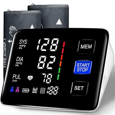 Blood Pressure Monitor, 9-17'' & 13-21'' Extra Large Blood Pressure Cuff Upper Arm, LED Color Backlit Screen Automatic Digital Blood Pressure Machine with USB Cable and 4 AAA Batteries