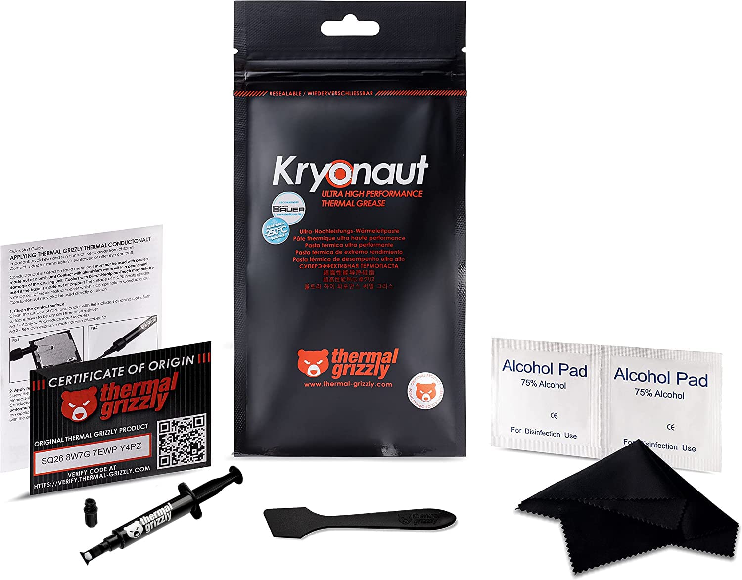 Thermal Grizzly Kryonaut The High Performance Thermal Paste Cooling All Processors, Graphics Cards and Heat Sinks in Computers and Consoles Combo Extra Spatula (Kryonaut 11.1g Combo)