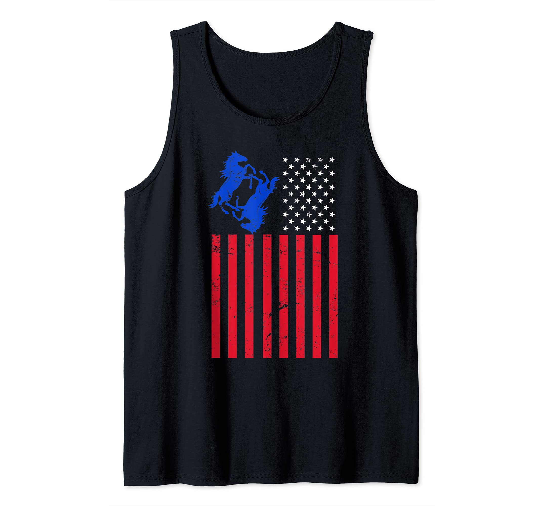 US Flag Horse Rider Horseback Riding 4th Of July Gift Horse Tank Top