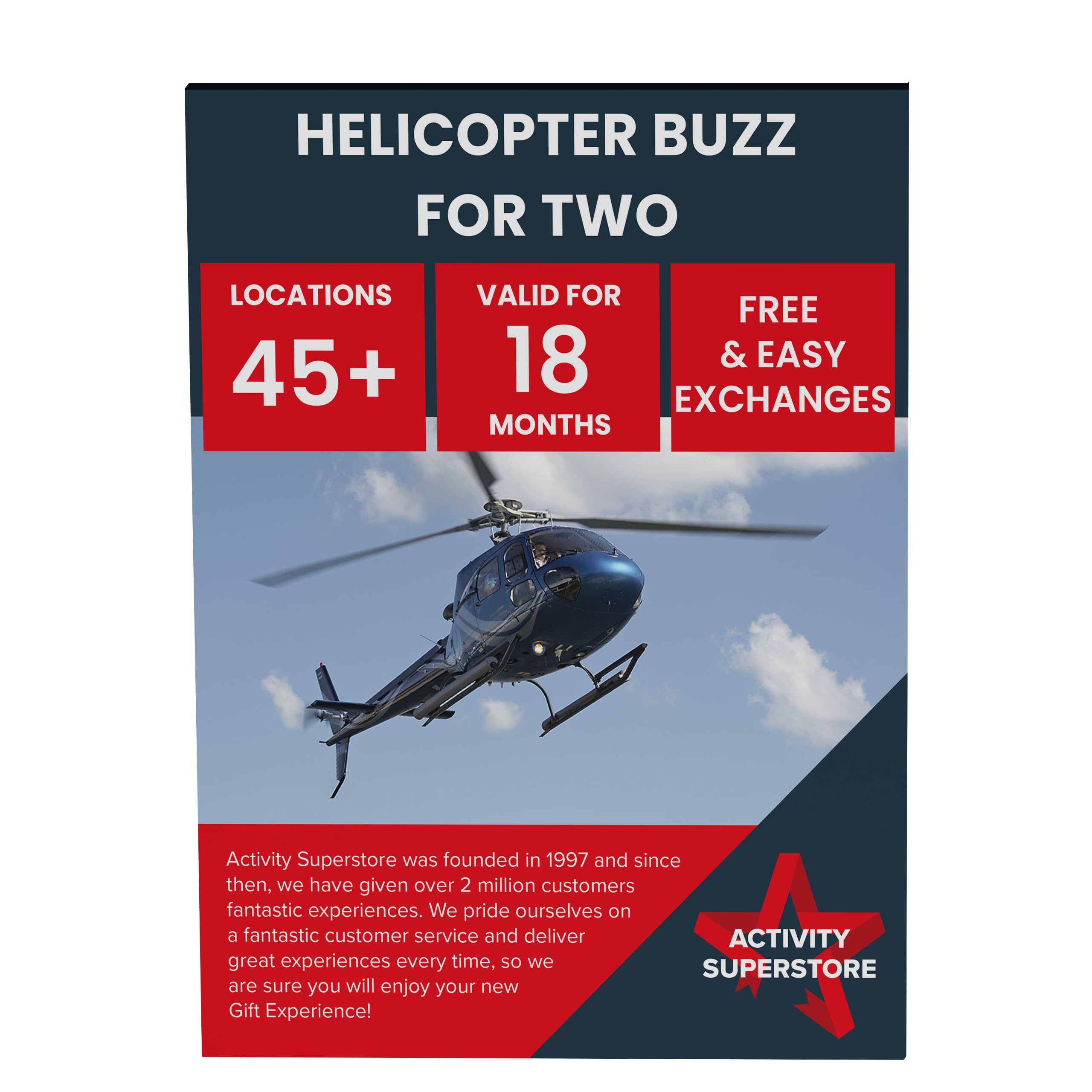 Activity Superstore Helicopter Buzz Experience for Two, Available at 45+ UK Locations Nationwide, Experience Days, Helicopter Gifts, Couples Gifts, Retirement Gifts