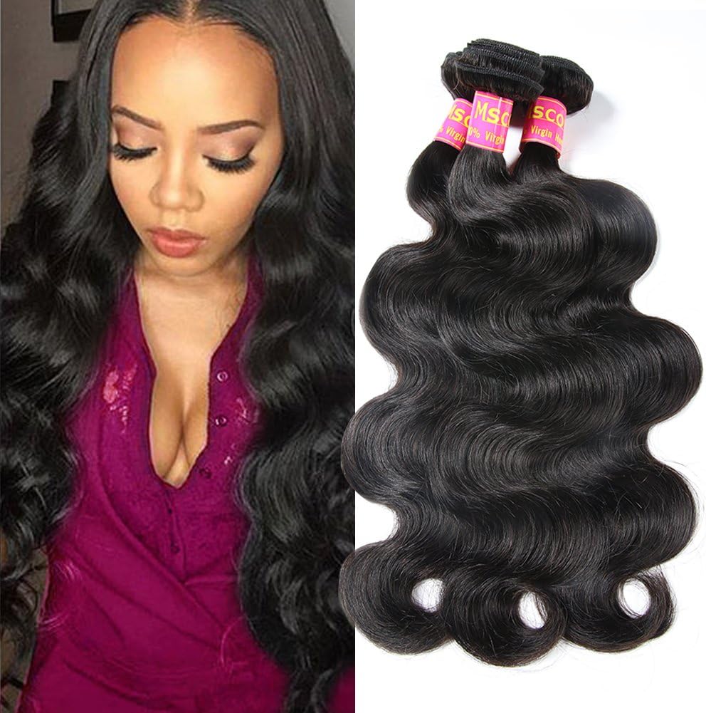 Mscove Brazilian Body Wave 3 Bundles 18 20 22 inch 100% Vingin Human Hair Bundles Brazilian Weave Hair Human Bundles Body Wave Natural Color