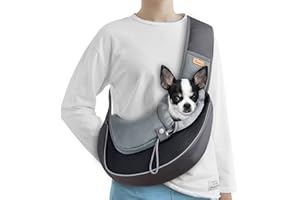 Cuby Pet Sling Carrier for Small Dogs Cats,Drawstring & Zipper Security Hook Triple Designs for Pets' Securty,Breathable Mesh Travel pet Dog Sling Carrier with Adjustable Shoulder Strap (S Black)