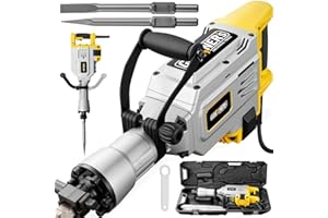 QUIETEX Demolition Jack Hammer Drill, MAX 3500W Jack Hammer Concrete Breaker 1900 BPM Heavy Duty Electric 60J Hammer Drill 2pcs Chisel for Trenching and Breaking Holes