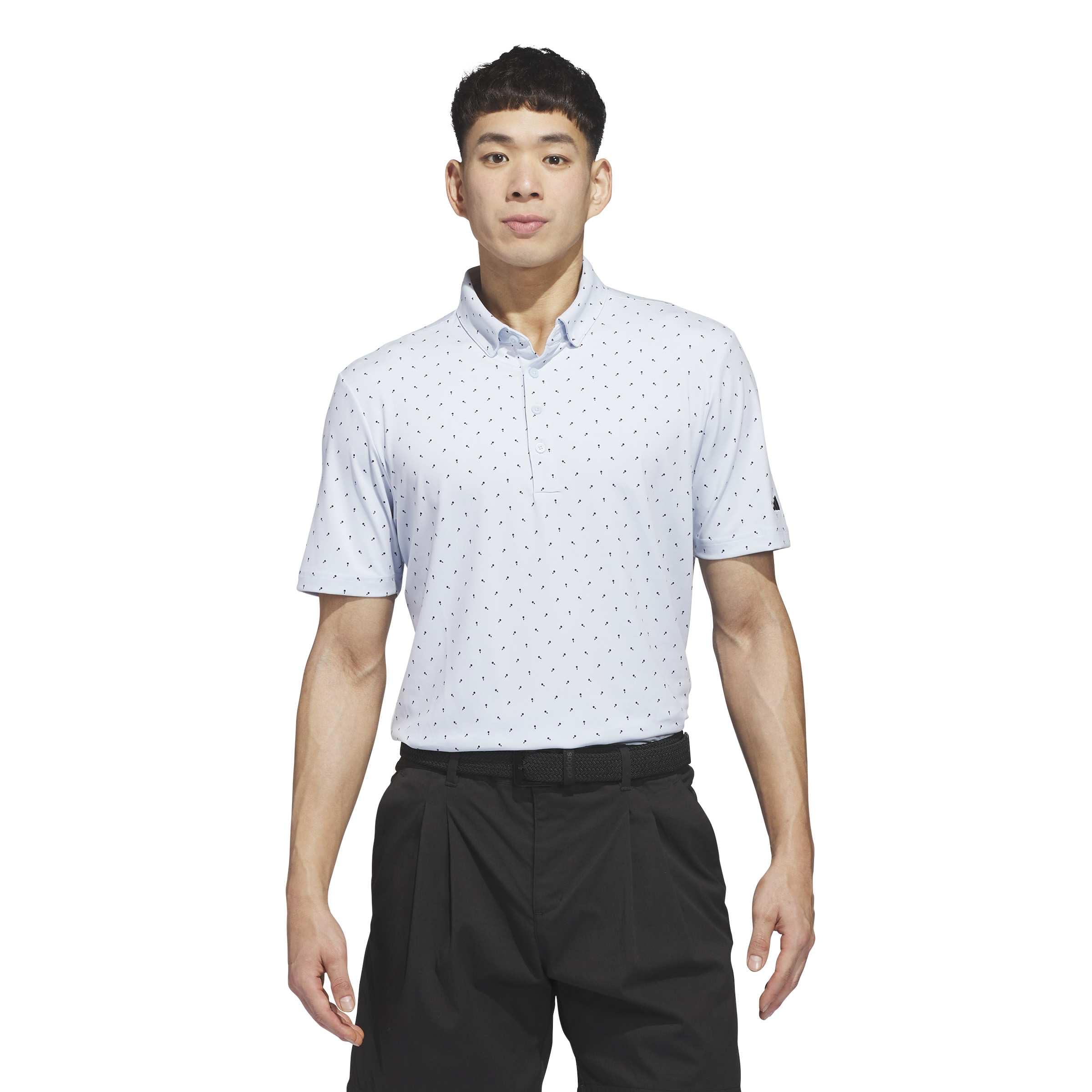 adidas Men’s ULTIMATE365+ Mirco Print Polo Shirt, Crystal Sky S26/BLACK, X-Large