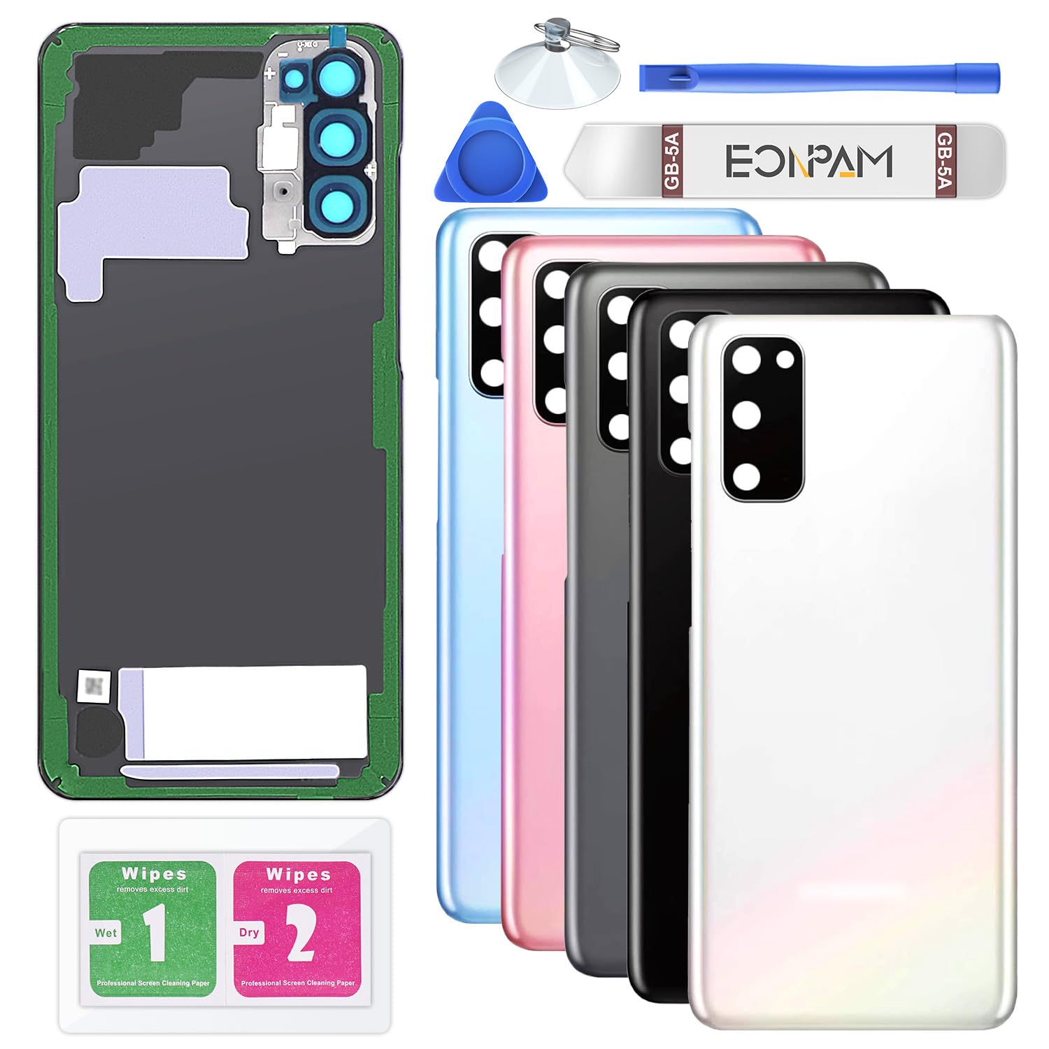 Eonpam Battery Cover Back Glass Replacement，for (Samsung Galaxy S20) Repair Kit Genuine Rear Housing (Cloud White)