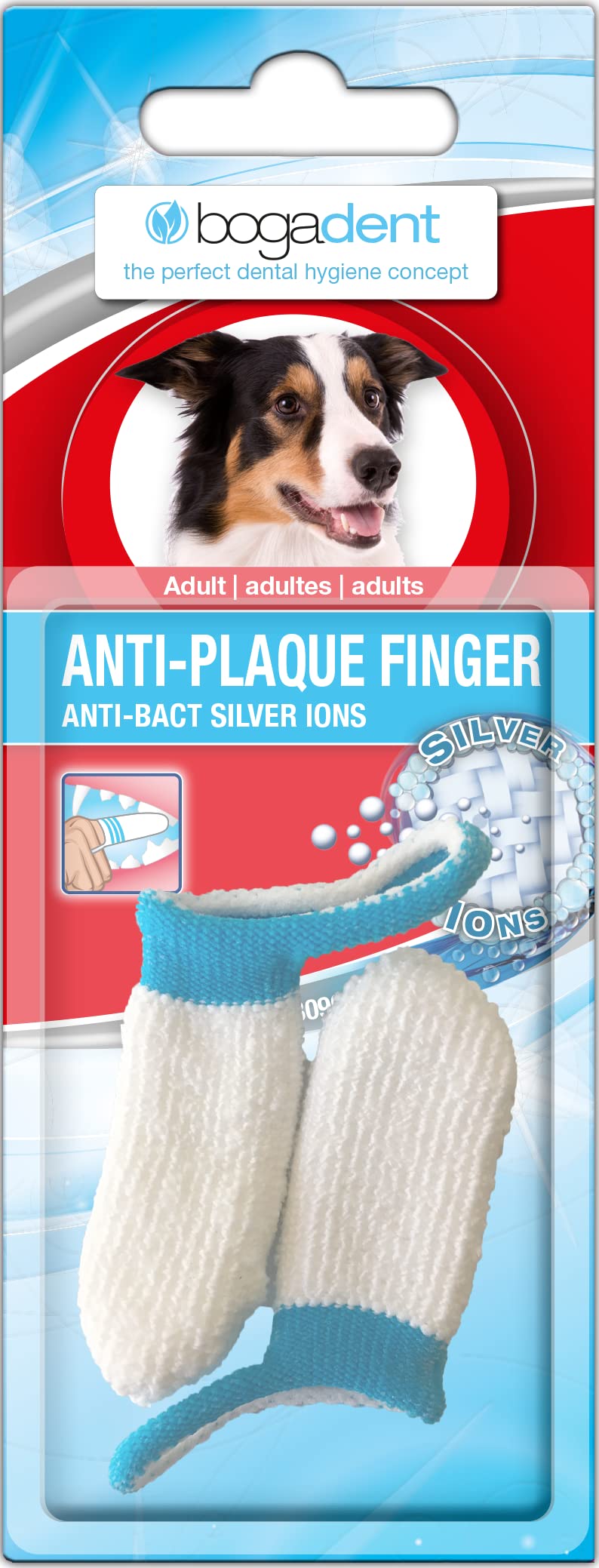 Bogadent Anti-Plaque Finger - Dog Toothbrush with Patented Silver Ion Technology, Finger Shaped Toothbrush for Dogs, Dog Teeth Cleaning Breath Dental Care, Set of 2